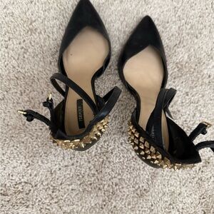 Forever 21 Black Heels with Gold Studs